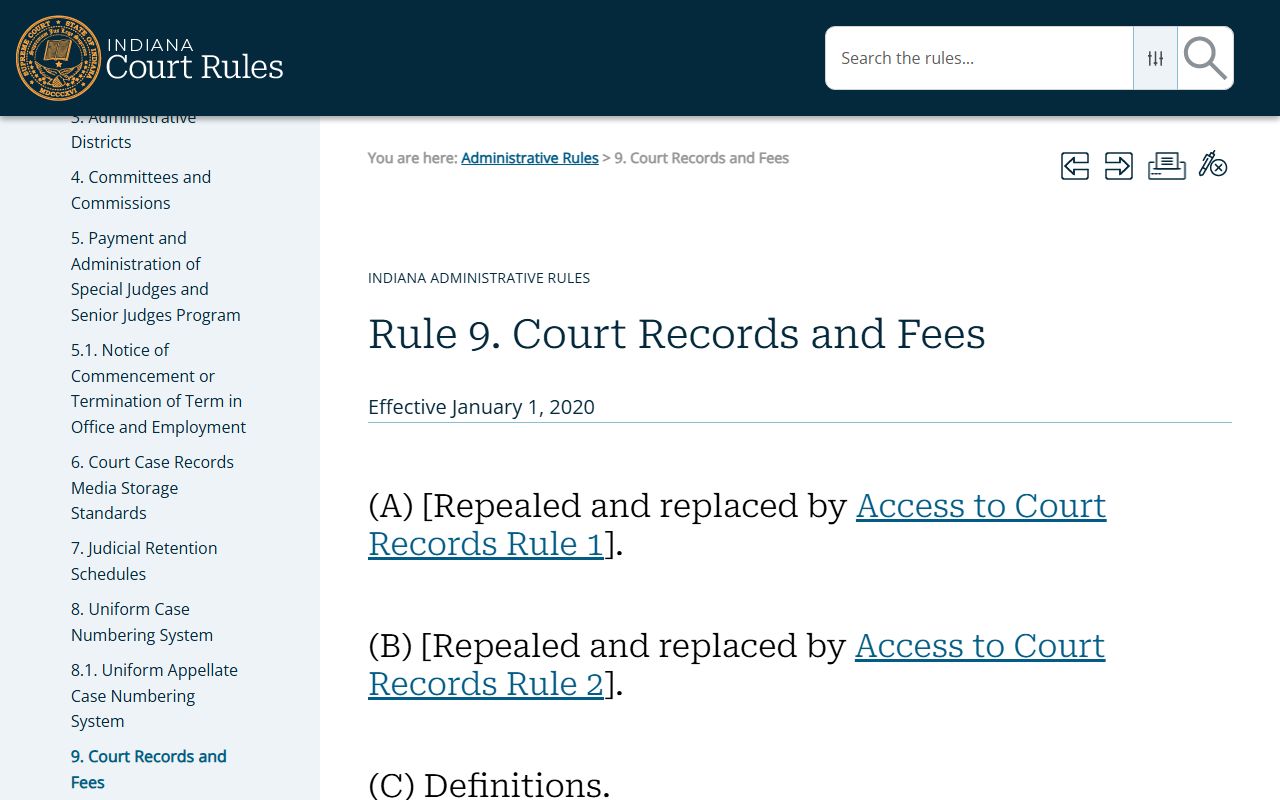 Fayette County court records Indiana Administrative Rule 9