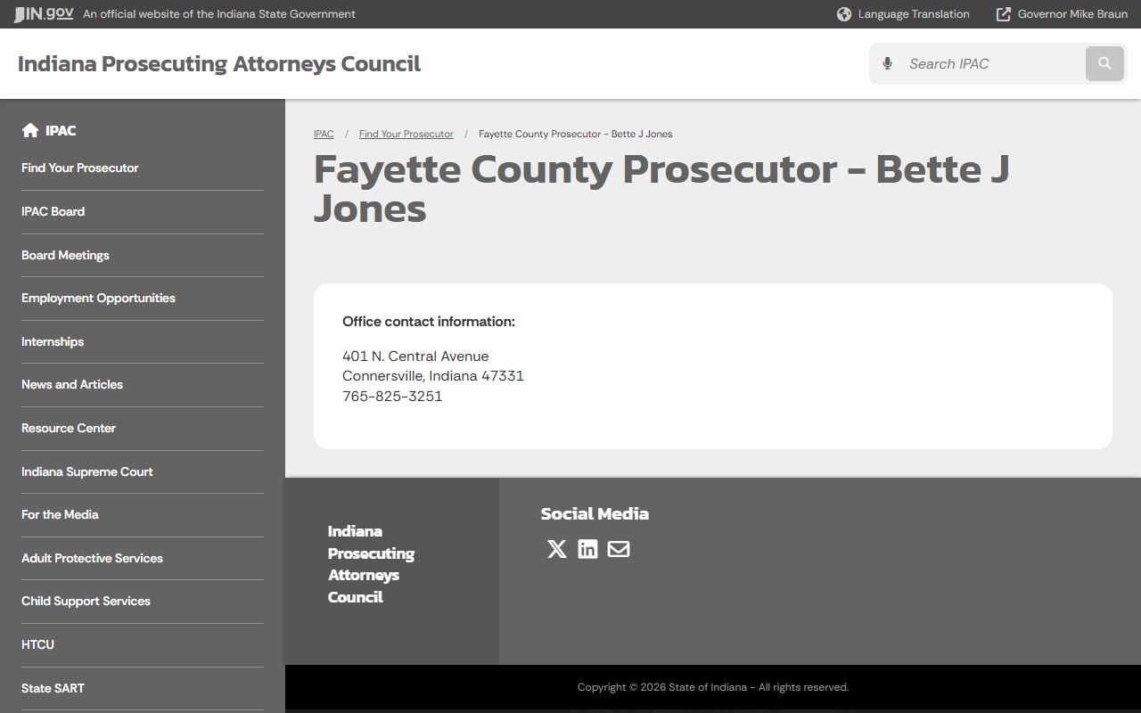 Fayette County criminal court records Indiana prosecutor listing