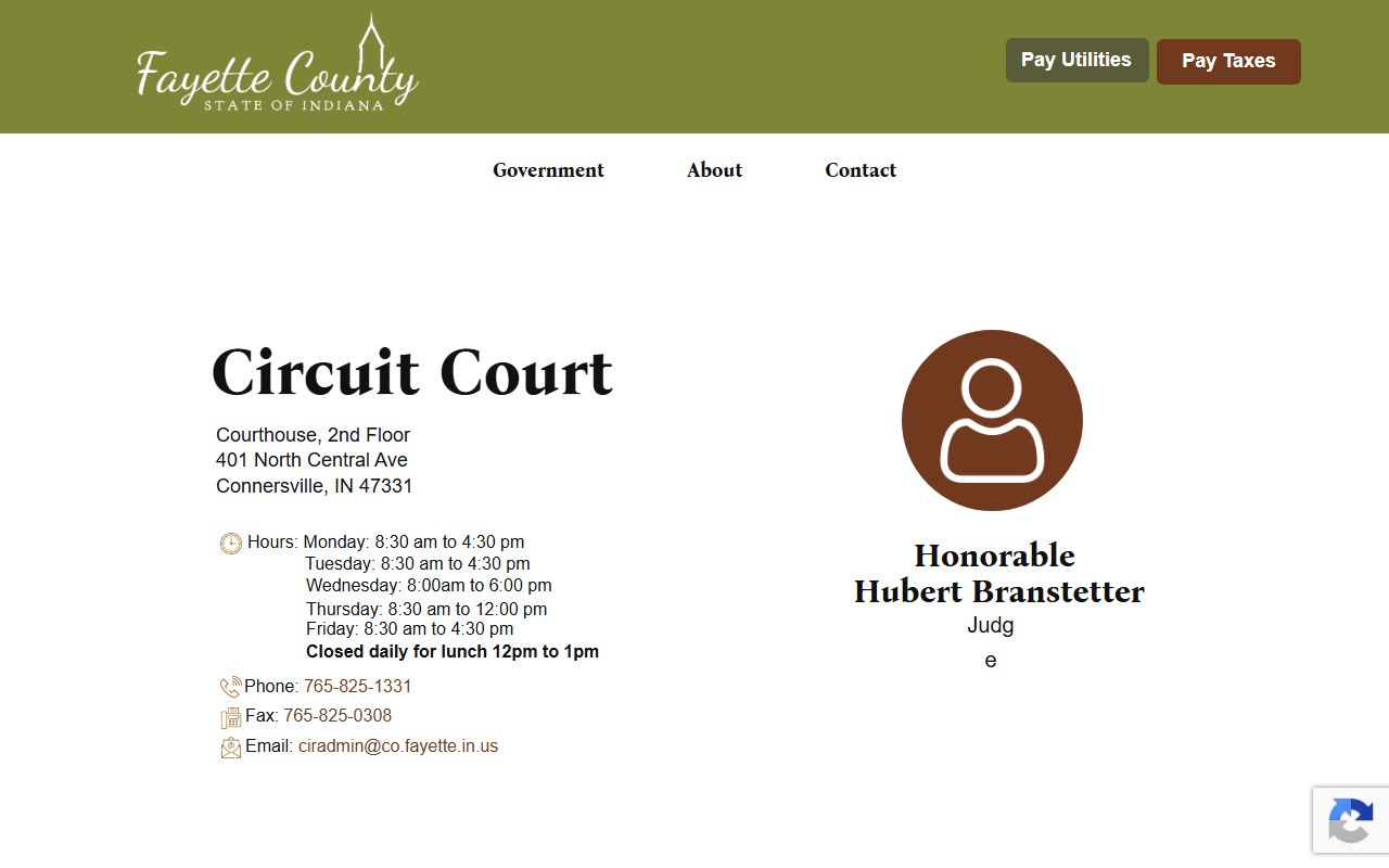Fayette County criminal court records Circuit Court page